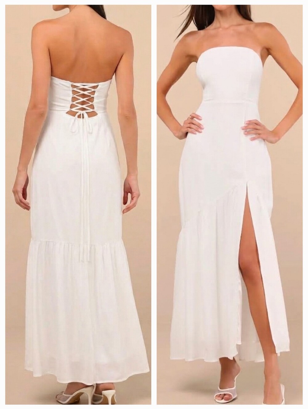 Lulus Captivating Spirit White Strapless Lace-up Back Maxi Dress - Large - NWT!